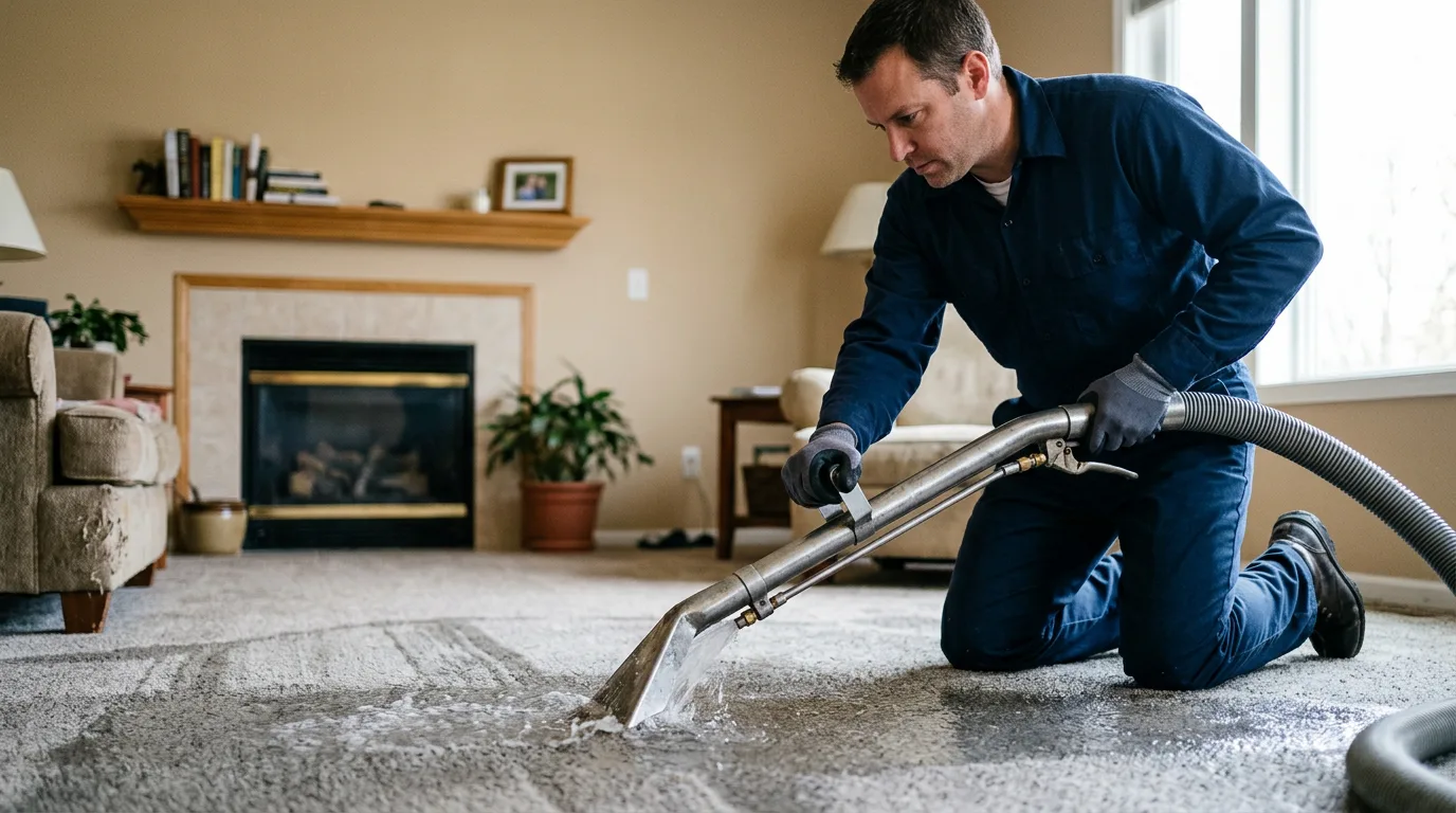 Water damage restoration technician working near Trenton, MO
